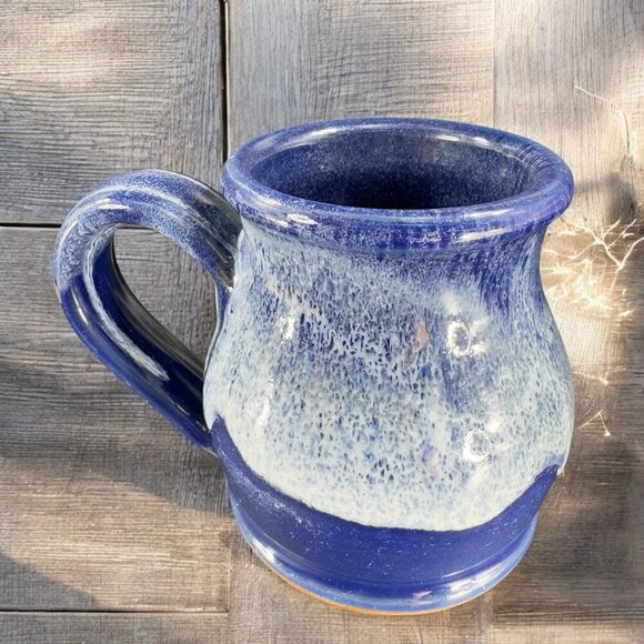 Deneen Pottery Hand Made Coffee Mug Cup USA Blue Drip Glaze The Sawmill Inn Mug - Picture 2 of 12